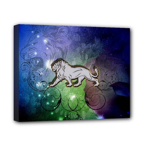 Wonderful Lion Silhouette On Dark Colorful Background Canvas 10  X 8  by FantasyWorld7