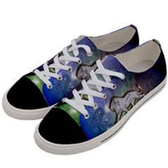 Wonderful Lion Silhouette On Dark Colorful Background Women s Low Top Canvas Sneakers by FantasyWorld7
