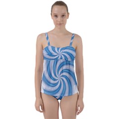 Prismatic Hole Blue Twist Front Tankini Set by Mariart