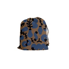 Superfiction Object Blue Black Brown Pattern Drawstring Pouches (small) 