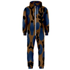 Superfiction Object Blue Black Brown Pattern Hooded Jumpsuit (men) 