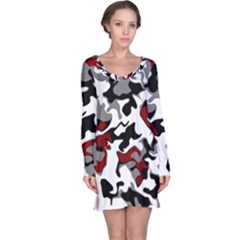 Vector Red Black White Camo Advance Long Sleeve Nightdress