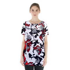 Vector Red Black White Camo Advance Skirt Hem Sports Top by Mariart