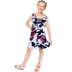 Vector Red Black White Camo Advance Kids  Tunic Dress by Mariart