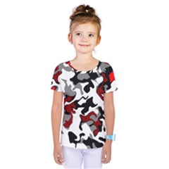 Vector Red Black White Camo Advance Kids  One Piece Tee