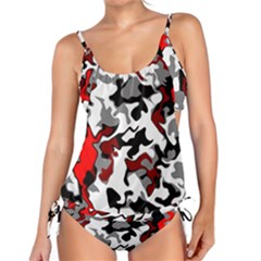 Vector Red Black White Camo Advance Tankini Set by Mariart