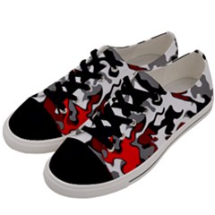 Vector Red Black White Camo Advance Men s Low Top Canvas Sneakers by Mariart