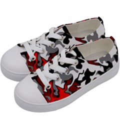 Vector Red Black White Camo Advance Kids  Low Top Canvas Sneakers by Mariart