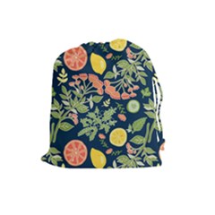 Summer Fruite Orange Lemmon Tomato Drawstring Pouches (large) 