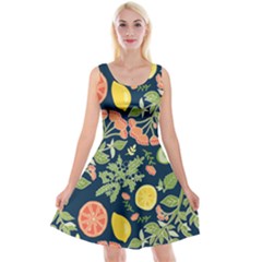 Summer Fruite Orange Lemmon Tomato Reversible Velvet Sleeveless Dress
