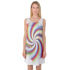 Prismatic Hole Rainbow Sleeveless Satin Nightdress