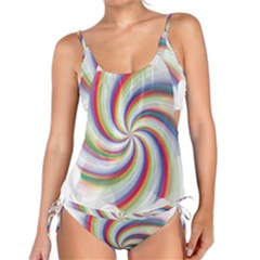 Prismatic Hole Rainbow Tankini Set