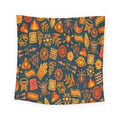 Tribal Ethnic Blue Gold Culture Square Tapestry (small)