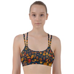 Tribal Ethnic Blue Gold Culture Line Them Up Sports Bra by Mariart