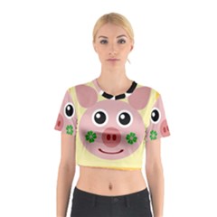 Luck Lucky Pig Pig Lucky Charm Cotton Crop Top by Celenk