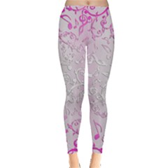 Pink Musical Notes And Clefs Leggings 