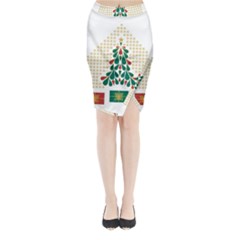 Christmas Tree Present House Star Midi Wrap Pencil Skirt by Celenk