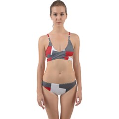 Cross Abstract Shape Line Wrap Around Bikini Set by Celenk