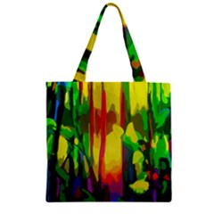 Abstract Vibrant Colour Botany Zipper Grocery Tote Bag by Celenk