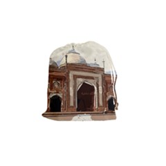 Agra Taj Mahal India Palace Drawstring Pouches (small)  by Celenk