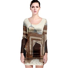 Agra Taj Mahal India Palace Long Sleeve Bodycon Dress by Celenk