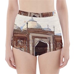 Agra Taj Mahal India Palace High-waisted Bikini Bottoms by Celenk