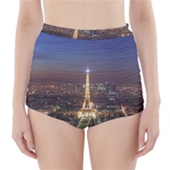 Paris At Night High-waisted Bikini Bottoms by Celenk