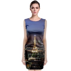 Paris At Night Sleeveless Velvet Midi Dress by Celenk