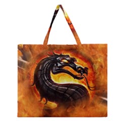 Dragon And Fire Zipper Large Tote Bag by Celenk