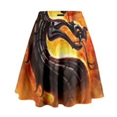 Dragon And Fire High Waist Skirt by Celenk