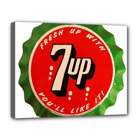 Fresh Up With  7 Up Bottle Cap Tin Metal Canvas 14  X 11  by Celenk