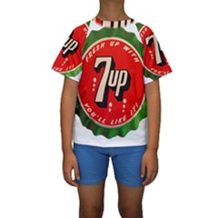 Fresh Up With  7 Up Bottle Cap Tin Metal Kids  Short Sleeve Swimwear by Celenk