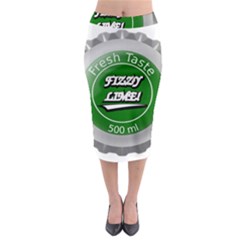 Fresh Taste Fizzy Lime Bottle Cap Midi Pencil Skirt by Celenk