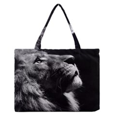 Male Lion Face Zipper Medium Tote Bag by Celenk