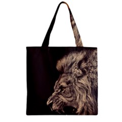 Angry Male Lion Zipper Grocery Tote Bag by Celenk