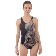 Angry Male Lion Cut-Out Back One Piece Swimsuit