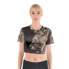 Angry Male Lion Cotton Crop Top by Celenk