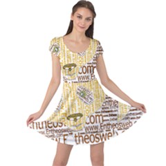 Panda Typography Cap Sleeve Dress by Celenk