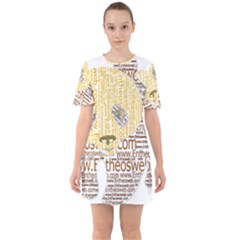 Panda Typography Sixties Short Sleeve Mini Dress