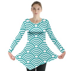 Art Deco Teal Long Sleeve Tunic  by NouveauDesign