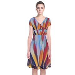 3abstractionism Short Sleeve Front Wrap Dress by NouveauDesign