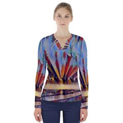 3abstractionism V-neck Long Sleeve Top by NouveauDesign