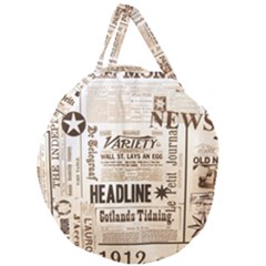 Vintage Newspapers Headline Typography Giant Round Zipper Tote by yoursparklingshop
