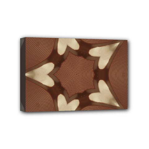 Chocolate Brown Kaleidoscope Design Star Mini Canvas 6  X 4  by yoursparklingshop