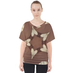 Chocolate Brown Kaleidoscope Design Star V-neck Dolman Drape Top by yoursparklingshop