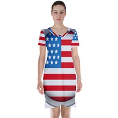 United Of America Usa Flag Short Sleeve Nightdress