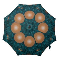 Beautiful Orange Teal Fractal Lotus Lily Pad Pond Hook Handle Umbrellas (medium) by jayaprime