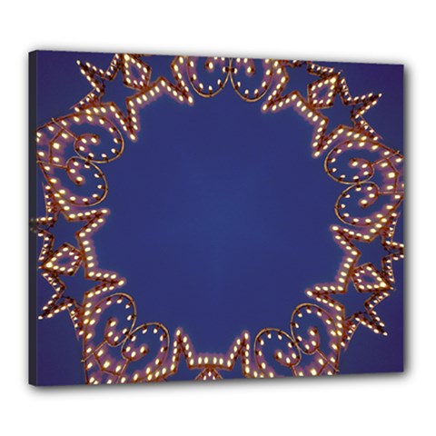 Blue Gold Look Stars Christmas Wreath Canvas 24  X 20  by yoursparklingshop