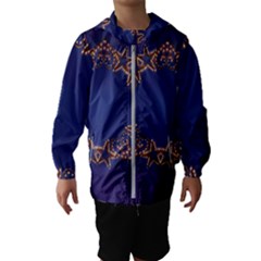 Blue Gold Look Stars Christmas Wreath Hooded Wind Breaker (kids) by yoursparklingshop