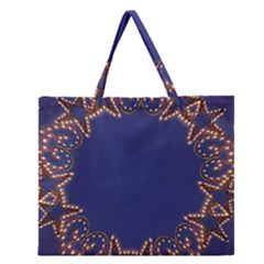 Blue Gold Look Stars Christmas Wreath Zipper Large Tote Bag by yoursparklingshop